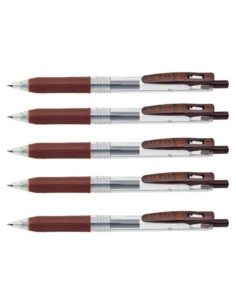 Bolígrafos Zebra Sarasa Clip 0.5mm Marrón - 5 Pcs
