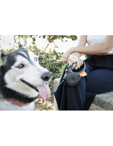 Correa Retráctil TUG Grande 4.88m Negro con Dispensador