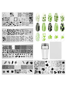 Kit de Estampado de Uñas JCAKES 5 Piezas Hoja de Arce