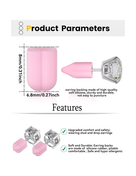 Soportes de Pendientes de Silicona Menglisi 12 Piezas C-Verde