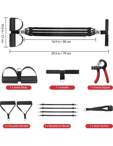 Banda de Resistencia de Pedal Vonlarka 4 Tubos para Ejercicio