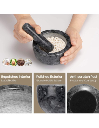 Juego de Mortero y Maja de Mármol Tera 11.8 cm Compacto