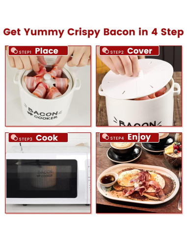 Cocinero de tocino de cerámica SOLIGT para microondas 1.47 kg