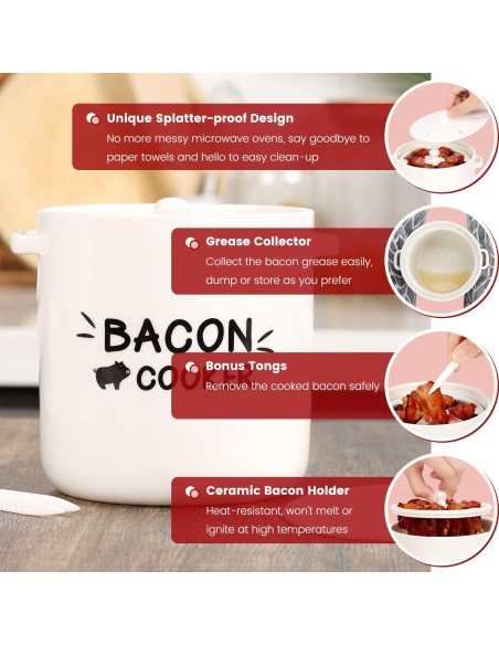 Cocinero de tocino de cerámica SOLIGT para microondas 1.47 kg