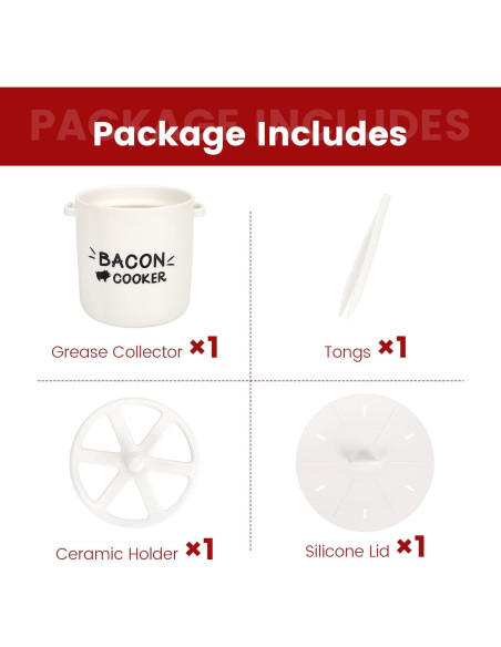 Cocinero de tocino de cerámica SOLIGT para microondas 1.47 kg