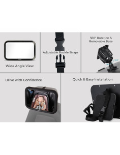 Espejo Retrovisor Cubble para Bebé 360 Ajustable Negro 2