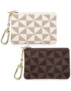 2 Monederos Mini VZZNN con Cremallera para Mujeres Café y Blanco 2