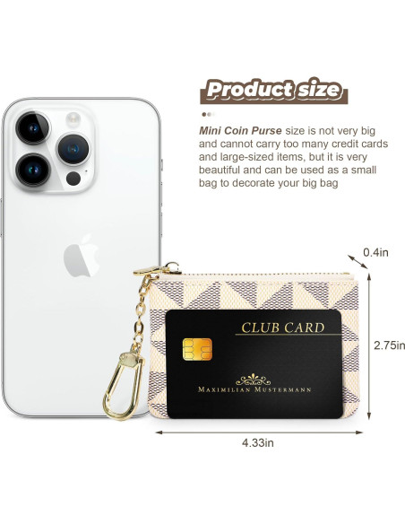 2 Monederos Mini VZZNN con Cremallera para Mujeres Café y Blanco