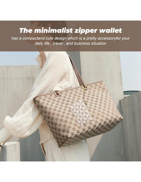 2 Monederos Mini VZZNN con Cremallera para Mujeres Café y Blanco