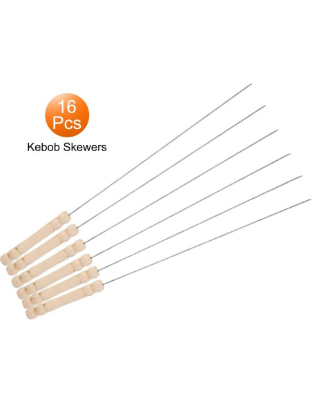 Brochetas de Metal Reutilizables HARFINGTON 16pcs 34cm BBQ