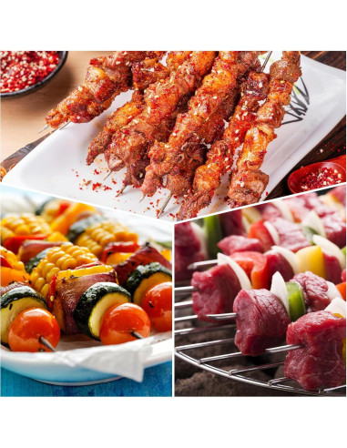 Brochetas de Metal Reutilizables HARFINGTON 16pcs 34cm BBQ