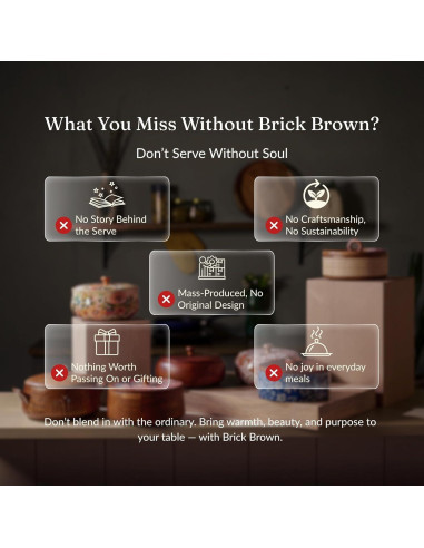 Cacerola Redonda de Madera Sólida Brick Brown 22.4 cm