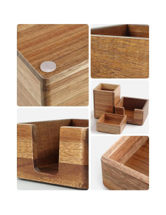 Juego de Organizador de Escritorio de Madera Acacia - 3 Piezas 2