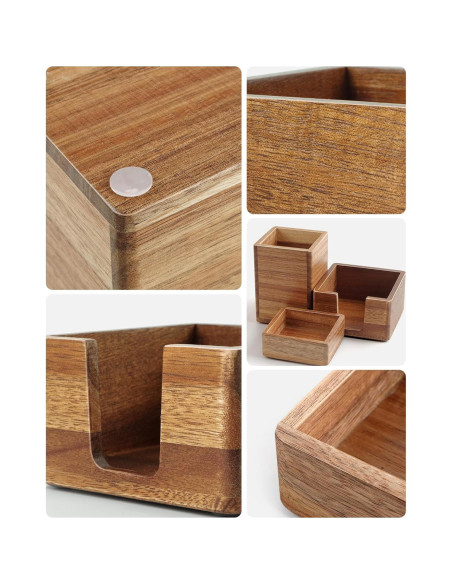 Juego de Organizador de Escritorio de Madera Acacia - 3 Piezas