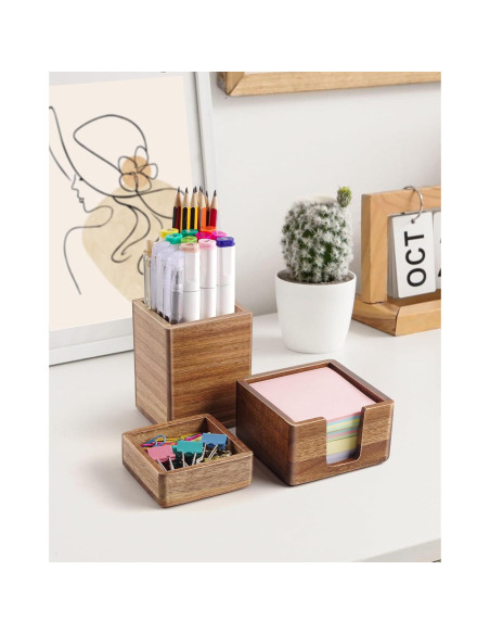 Juego de Organizador de Escritorio de Madera Acacia - 3 Piezas