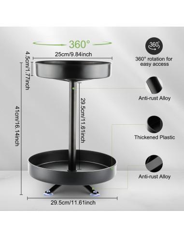 Organizador Giratorio BTPLASTIK 2 Niveles 29.5 cm para Cocina y Baño