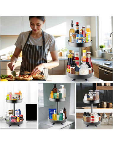 Organizador Giratorio BTPLASTIK 2 Niveles 29.5 cm para Cocina y Baño