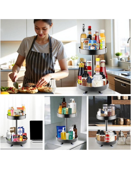 Organizador Giratorio BTPLASTIK 2 Niveles 29.5 cm para Cocina y Baño Organizador Giratorio BTPLASTIK 2 Niveles 29.5 cm para Cocina y Baño