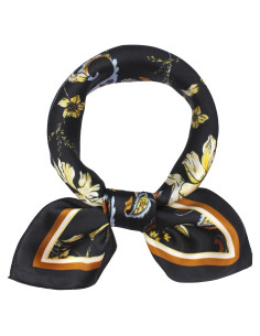 Bufanda de Seda de Morera ANDANTINO 53.34 cm Flores Negros