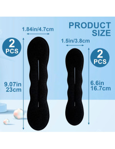 Hacedores de Moño de Esponja YALOJE 4pcs Negro 2 Tamaños 2