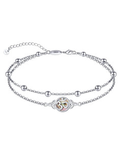 Tobillera Dainty S925 Plata Esterlina Ajustable para Mujeres 25.4-27.9 cm