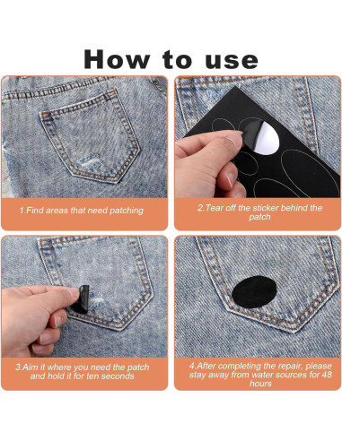 5 Parches de Reparación Autoadhesivos Nylon Negro 5 Tamaños