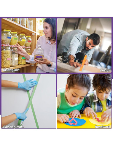 12 Rollos de Cinta de Enmascarar de Colores 12.7mm x 27.43m