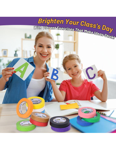 12 Rollos de Cinta de Enmascarar de Colores 12.7mm x 27.43m