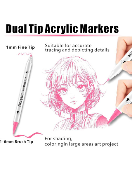 Marcadores de Pintura Acrílica LILTYNG 48 Colores Doble Punta