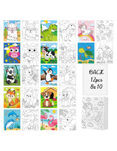Ctosree Lienzos Pre Dibujados para Pintar - 12 Pcs Animales 20x25 cm