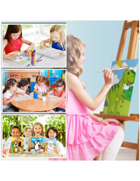 Ctosree Lienzos Pre Dibujados para Pintar - 12 Pcs Animales 20x25 cm