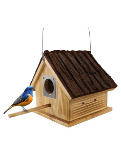 Casa de Aves de Madera Predimeza 15cm con Techo de Corteza
