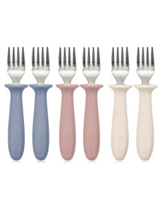 Juego de 6 Tenedores para Niños VITEVER Acero Inoxidable y Silicona