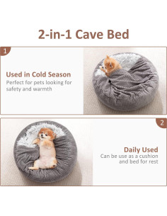 Cama Redonda para Perros Pequeños MIXJOY 58cm con Manta 2