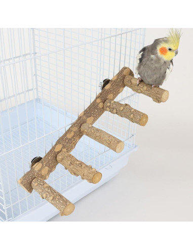 Escalera de Madera Natural para Periquitos Juguete 25cm