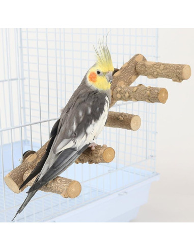 Escalera de Madera Natural para Periquitos Juguete 25cm