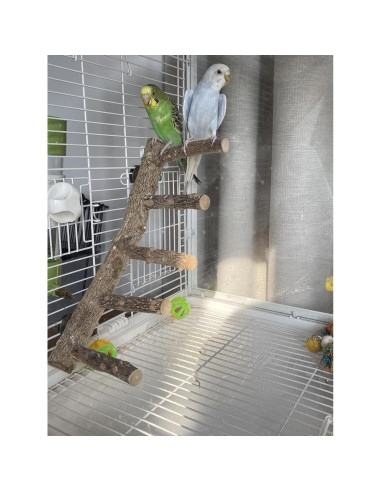 Escalera de Madera Natural para Periquitos Juguete 25cm