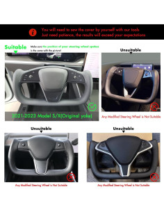 Funda de Volante de Cuero MEWANT para Tesla Model S/X 2021-2023 2