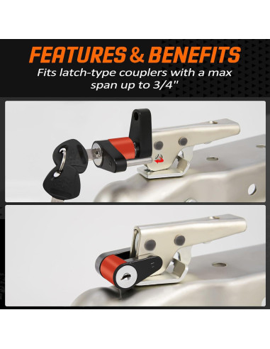 Cerradura de Acoplador de Remolque METOWARE 1/4" Diámetro