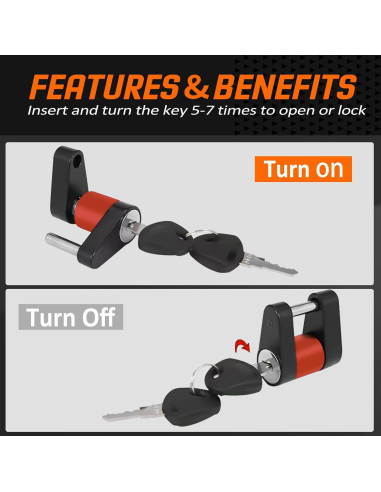 Cerradura de Acoplador de Remolque METOWARE 1/4" Diámetro