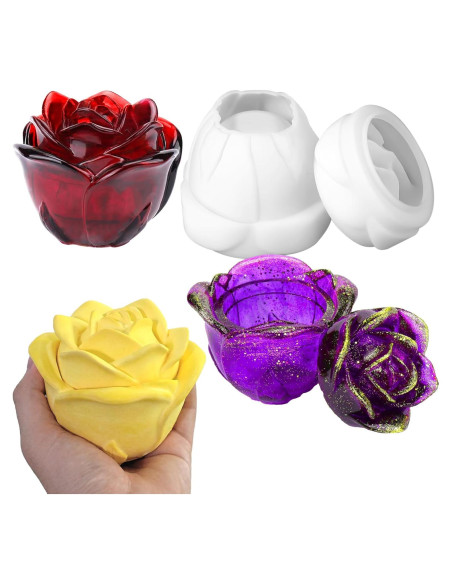 Molde de Tarro de Resina Rosa ZQYSING con Tapa 10.16 cm