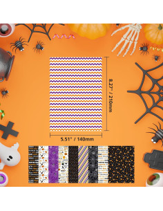 Conjunto de Papel de Patrón Halloween Morcheiong 100 Hojas A5 2
