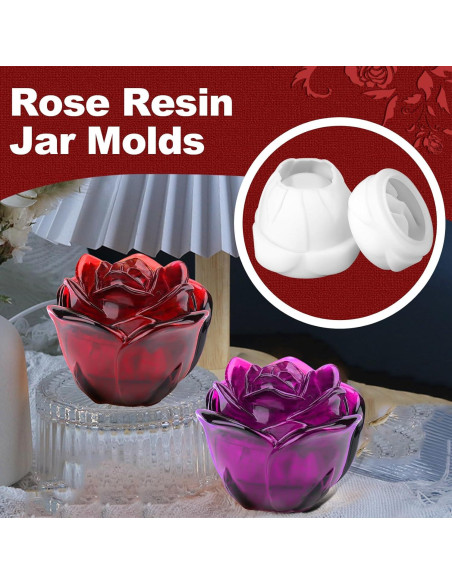 Molde de Tarro de Resina Rosa ZQYSING con Tapa 10.16 cm