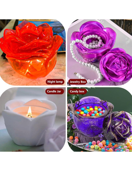 Molde de Tarro de Resina Rosa ZQYSING con Tapa 10.16 cm