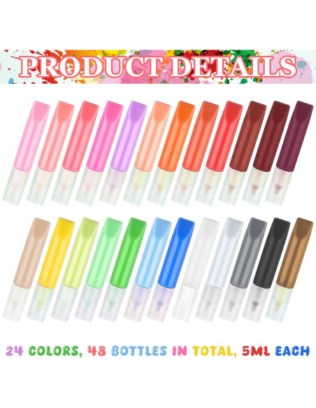 48 Marcadores de Pintura Acrílica JunLiHong 5ml 24 Colores