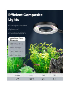 Luz LED Pawfly 6W para Acuarios 1-5 Galones Dimmable 2