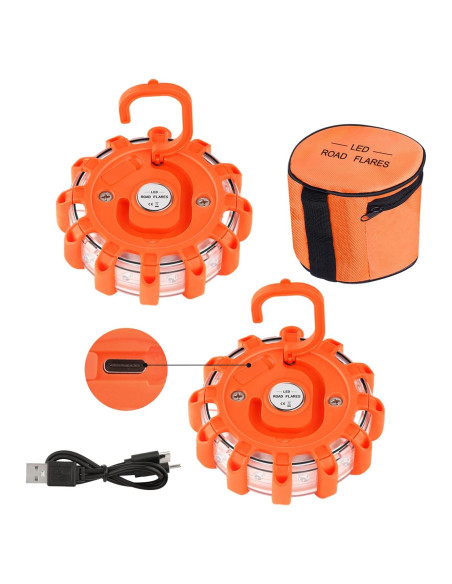 Luces de Emergencia Recargables Vancle USB C Naranja 2 Paquetes