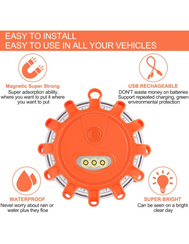 Luces de Emergencia Recargables Vancle USB C Naranja 2 Paquetes