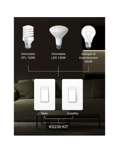 Interruptor Regulable Inteligente Kasa TP-Link 3 Vías KIT