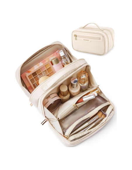 Bolsa de Maquillaje de Viaje BAGSMART Beige - Organizador Compacto Bolsa de Maquillaje de Viaje BAGSMART Beige - Organizador Compacto